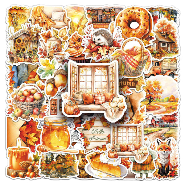 50PCS Golden Autumn Sticker