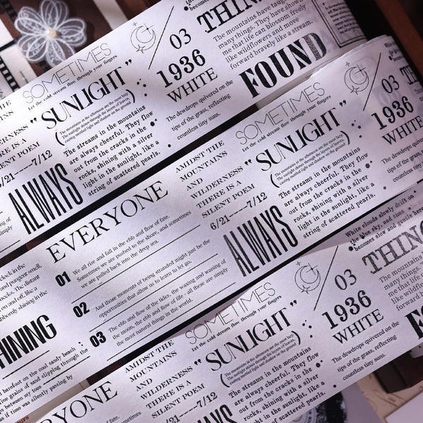 6.5cm*120cm Text Paragraph Die Cutting Washi/PET Tape