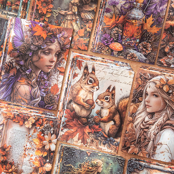 30PCS Autumn Forest Old Dream Series material paper