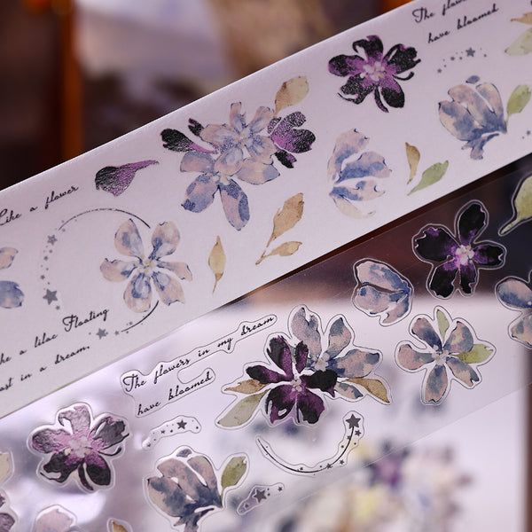 Whole Roll 4.5cm*6m The Flower of Dreams Die Cutting Washi/PET Tape