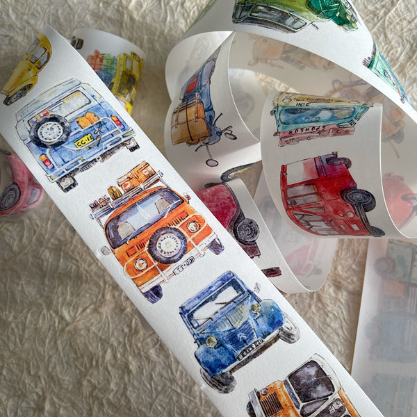 Whole Roll 5cm*5m Retro car Die Cutting Washi/PET/Fog PET Tape