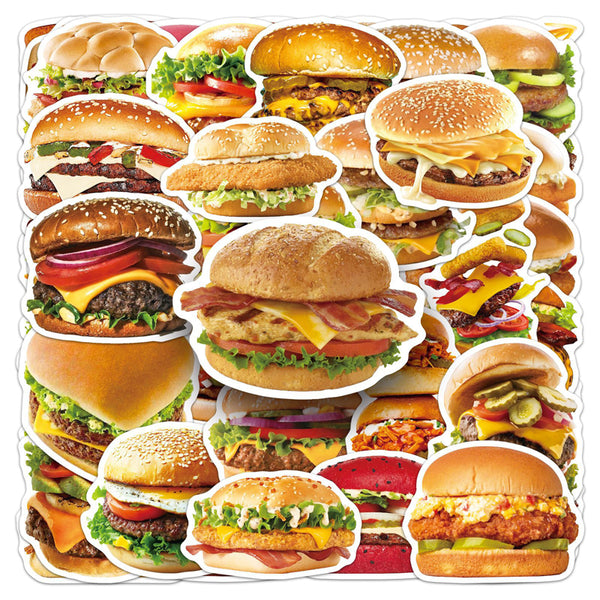 50PCS Hamburger Sticker