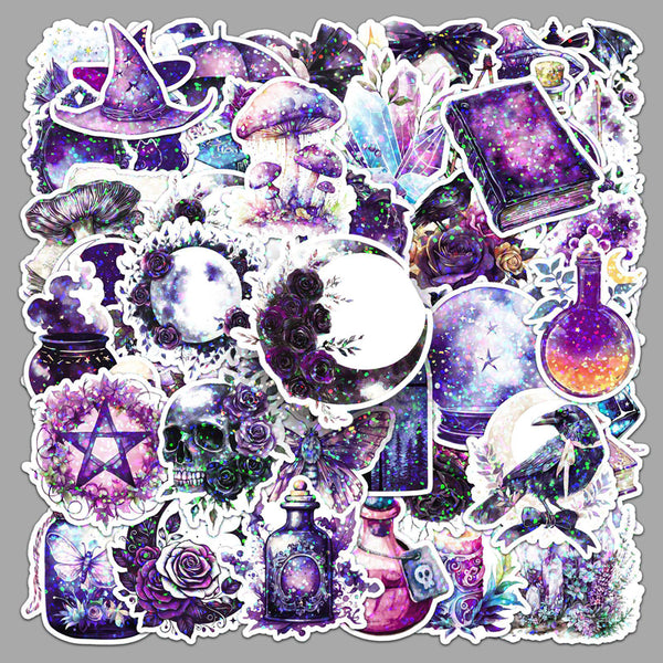 50PCS Laser Magic Witch Sticker
