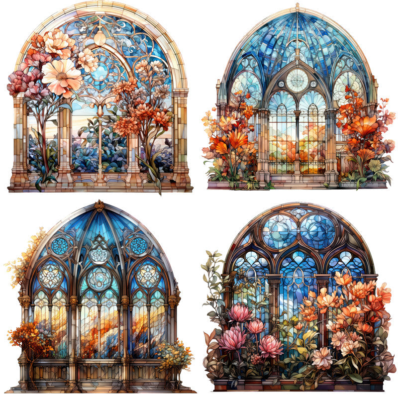 12PCS Vintage church window sticker – LBLYXIR