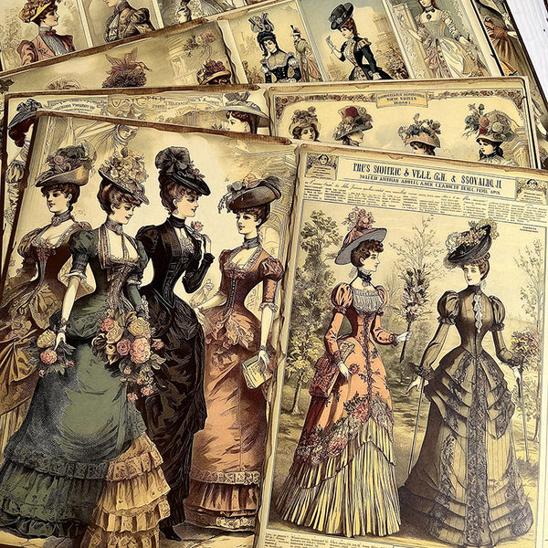 10PCS Victorian fashion clothing background paper