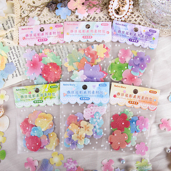 30PCS Spring Flower shadow series material paper