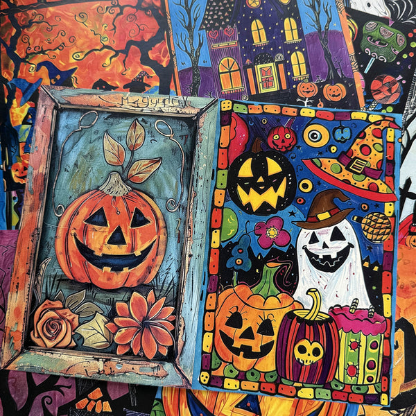 16PCS Halloween witch background paper