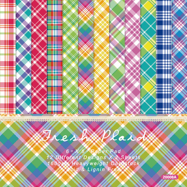 24PCS Fresh plaid background paper