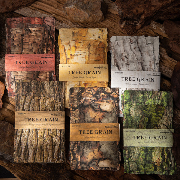 20PCS Tree Grain Imprint Series material paper