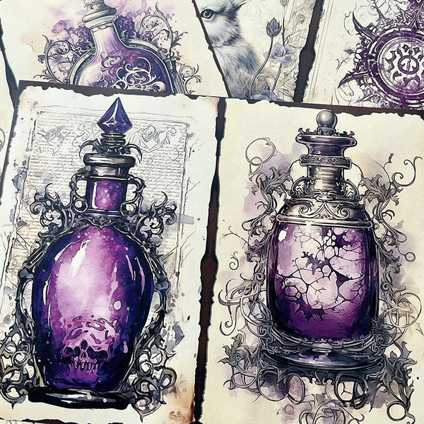 10PCS Potions dark Gothic background paper