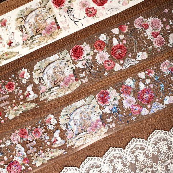 Whole Roll 6cm*5m The raspberry flowers Washi/PET/Shell Light PET Tape