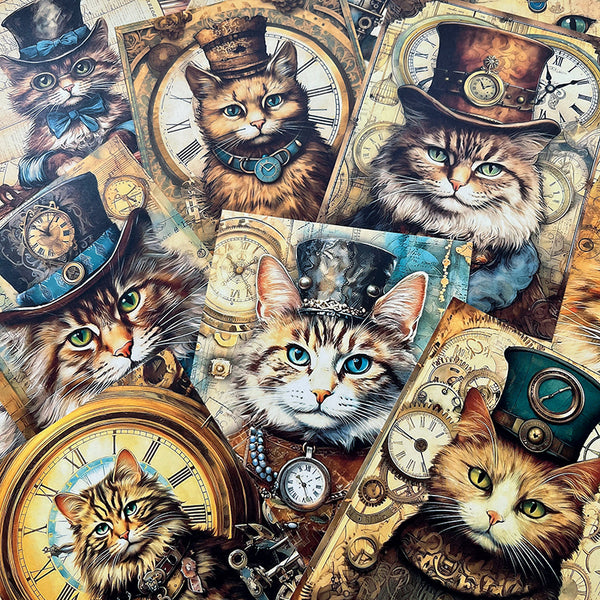 40PCS Steampunk cat background paper