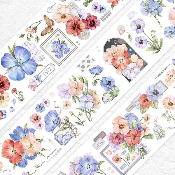 Whole Roll 6cm*6m Farewell to Spring and Pansy Washi/PET Tape