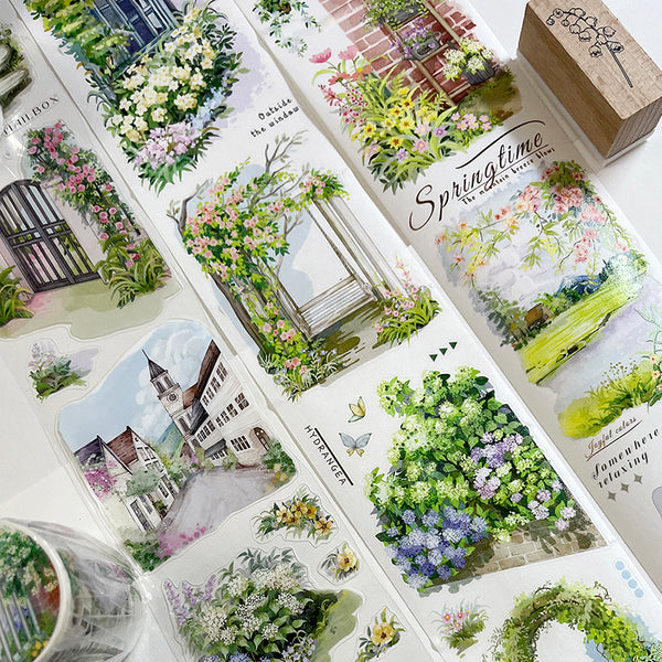 Whole Roll 6.5cm*5m Spring scenery Die Cutting Washi/PET Tape