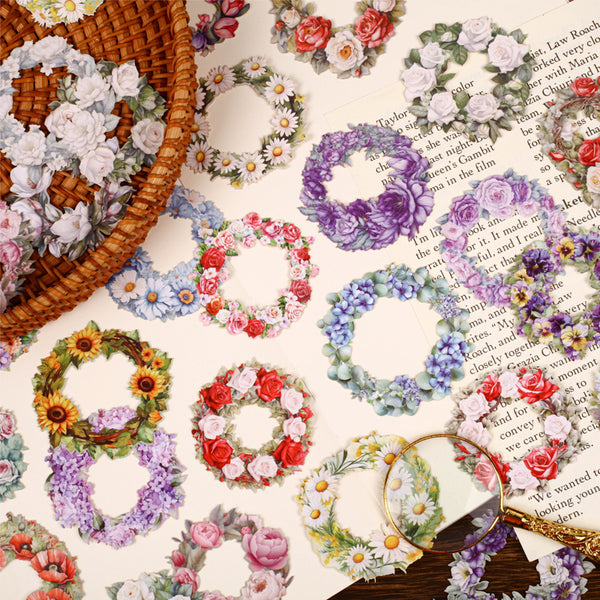 8PCS Flower Wreath Series sticker