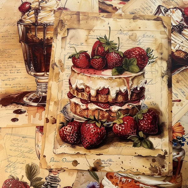 14PCS Gourmet strawberry cake background paper