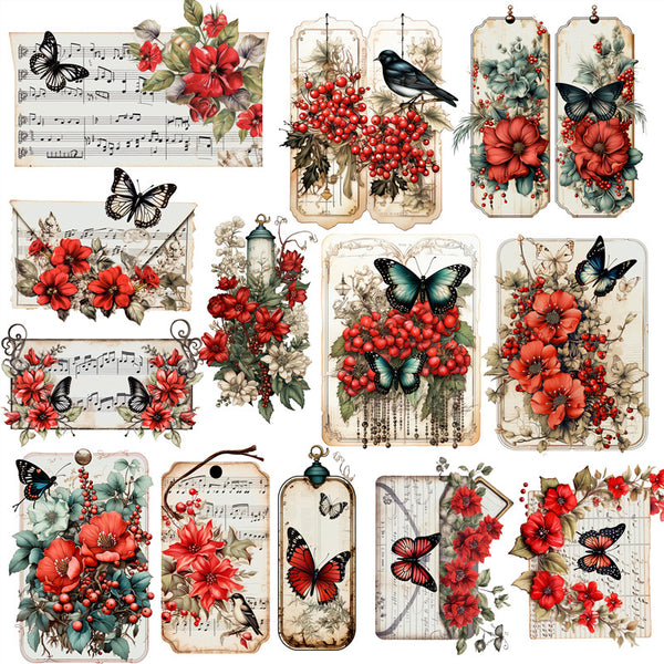 15PCS Vintage red note tag sticker