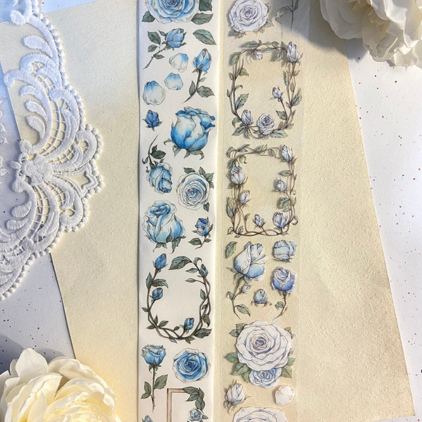 Whole Roll 5cm*10m Fog blue rose Washi/PET Tape