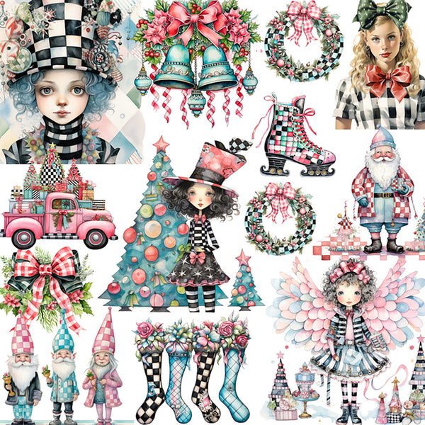 20PCS Checkered Christmas sticker