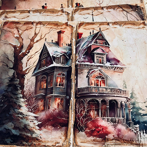 4PCS Winter castle background paper