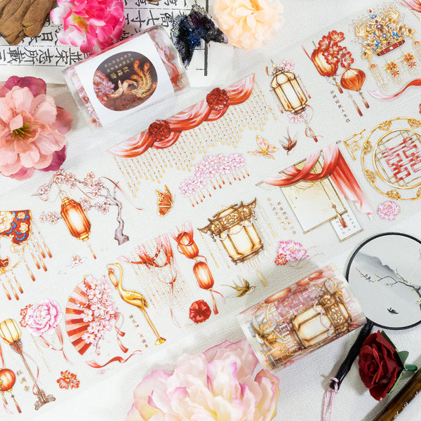 Red pearl curtain Shell Gold PET Tape