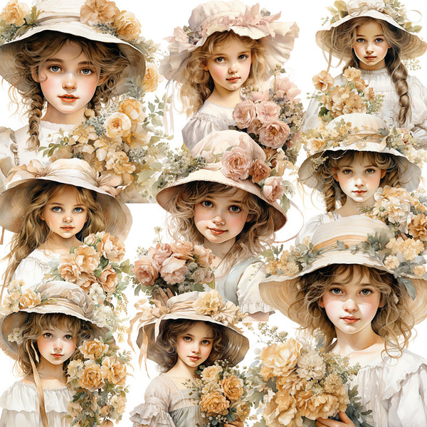 12PCS Flower hat girl Sticker