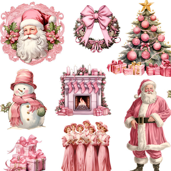 20PCS Pink Christmas Sticker