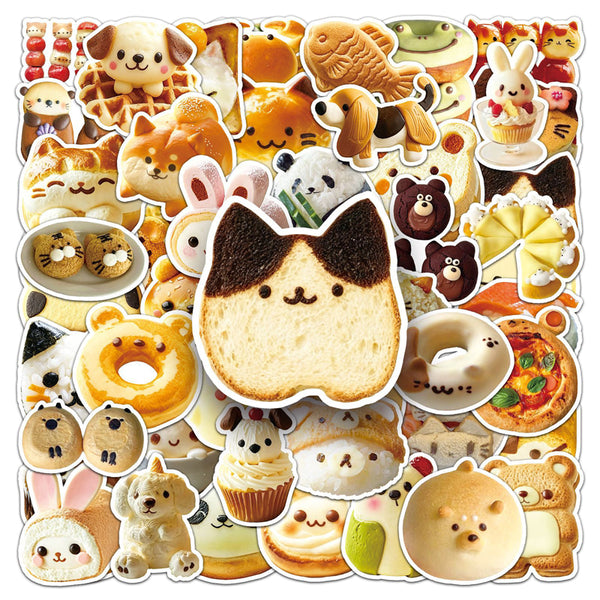 50PCS Cartoon animal bread Sticker