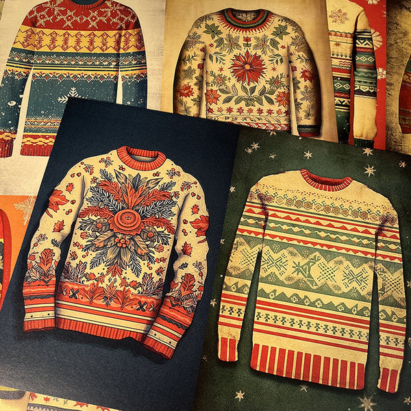 12PCS Christmas sweater background paper