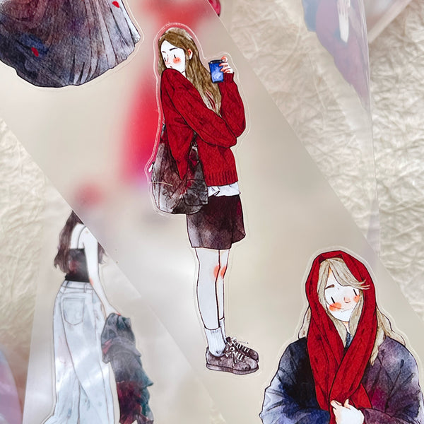 6cm*333cm A little red Die Cutting Washi/PET/Fog PET Tape