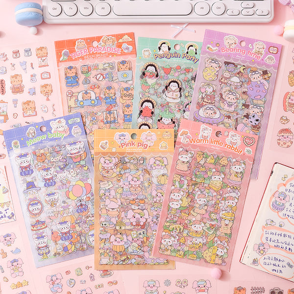 6PCS Cute Beast Daily Series sticker