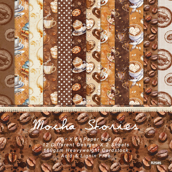 24PCS Mocha Stories background paper