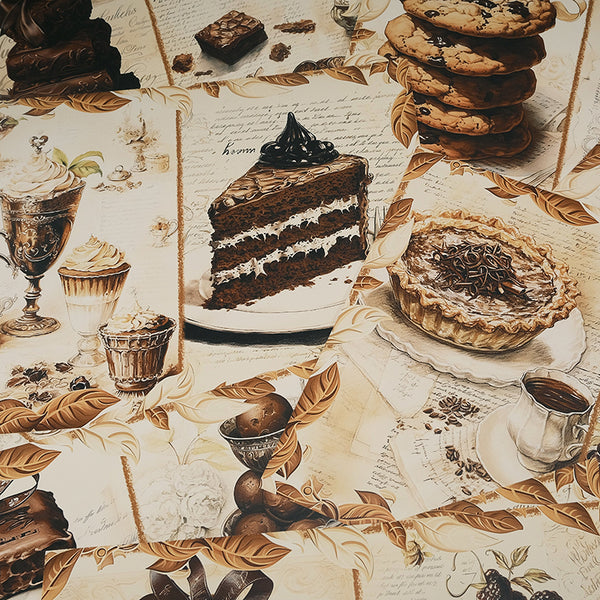 10 pezzi di carta da sfondo per dessert al cioccolato vintage