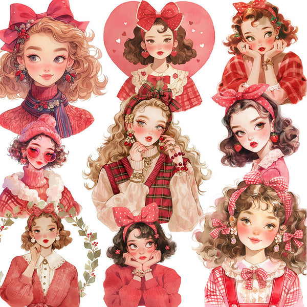 20PCS Pink bow girl sticker