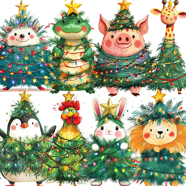 20PCS Christmas tree animal costume sticker