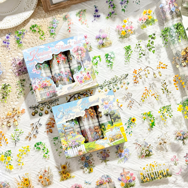 Spring Flower Mirror Series Die Cutting PET Tape Set