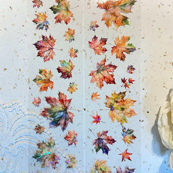 Whole Roll 6cm*10m Maple leaves welcome autumn PET Shell light tape