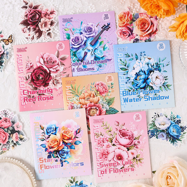 15PCS Flower rhyme series sticker