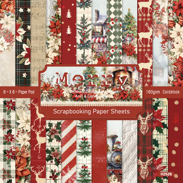 24PCS Merry background paper