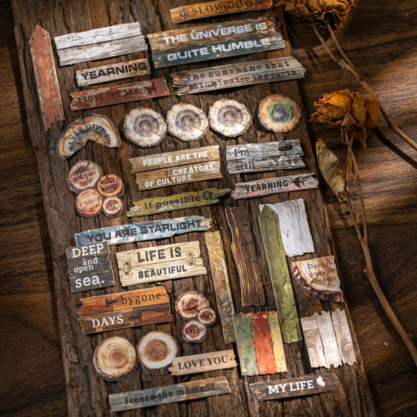 25PCS Wood Grain Fragments Series Sticker