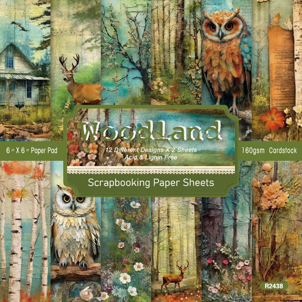 24PCS Woodland background paper