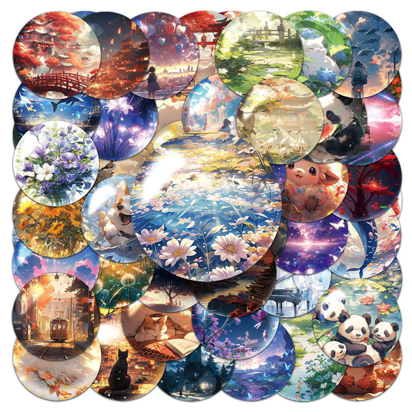 50PCS Glass World Sticker