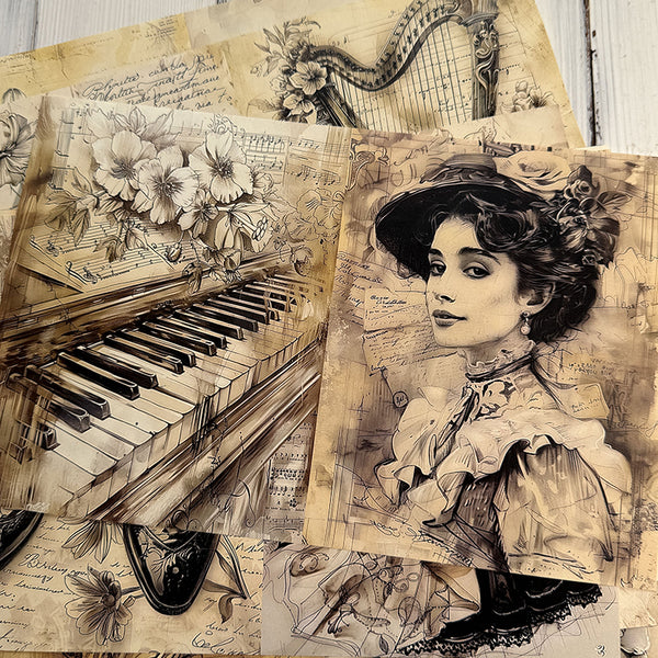 14PCS Retro Victorian fashion lady background paper