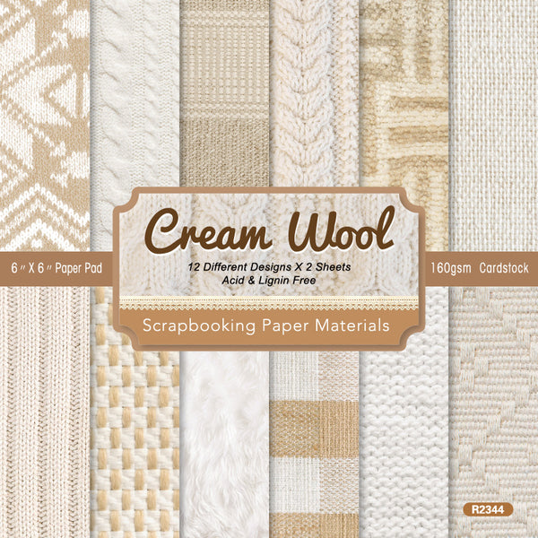 24PCS Cream Wood background paper