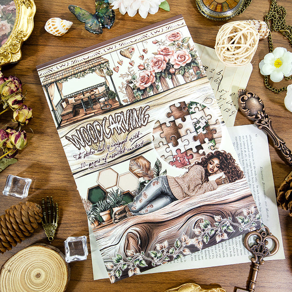 20PCS Woodcarving series sticker book