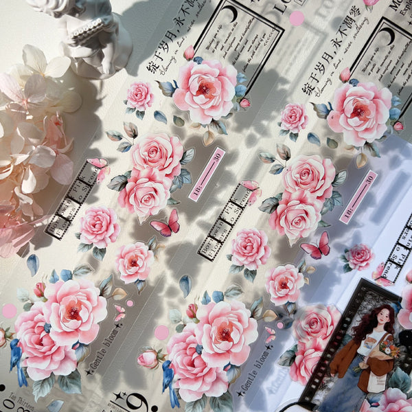 6cm*50cm Pink Muhly Garden Die Cutting PET Tape