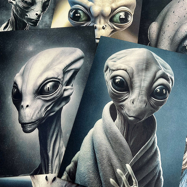16PCS Science fiction alien background paper
