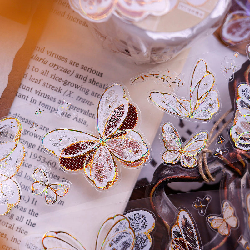 4.5cm*100cm Butterfly wings Die Cutting Flash PET/Shell Light/Gold/Si ...