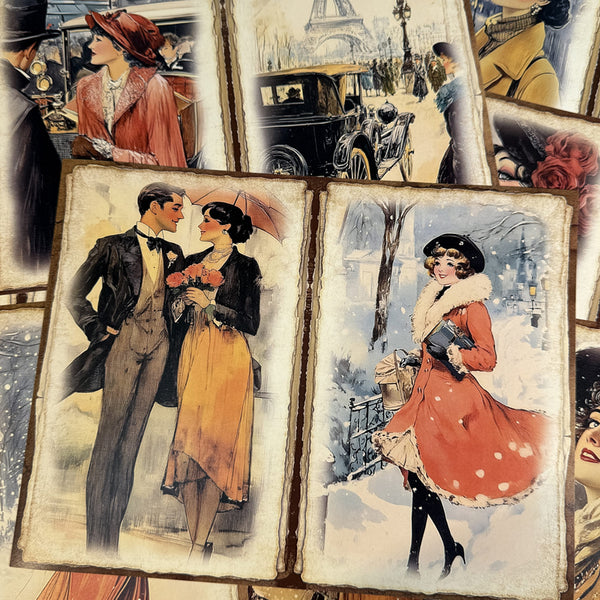 14PCS Romantic couple trip background paper