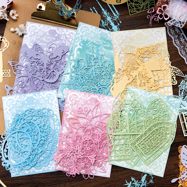 10PCS Lace collection series material paper